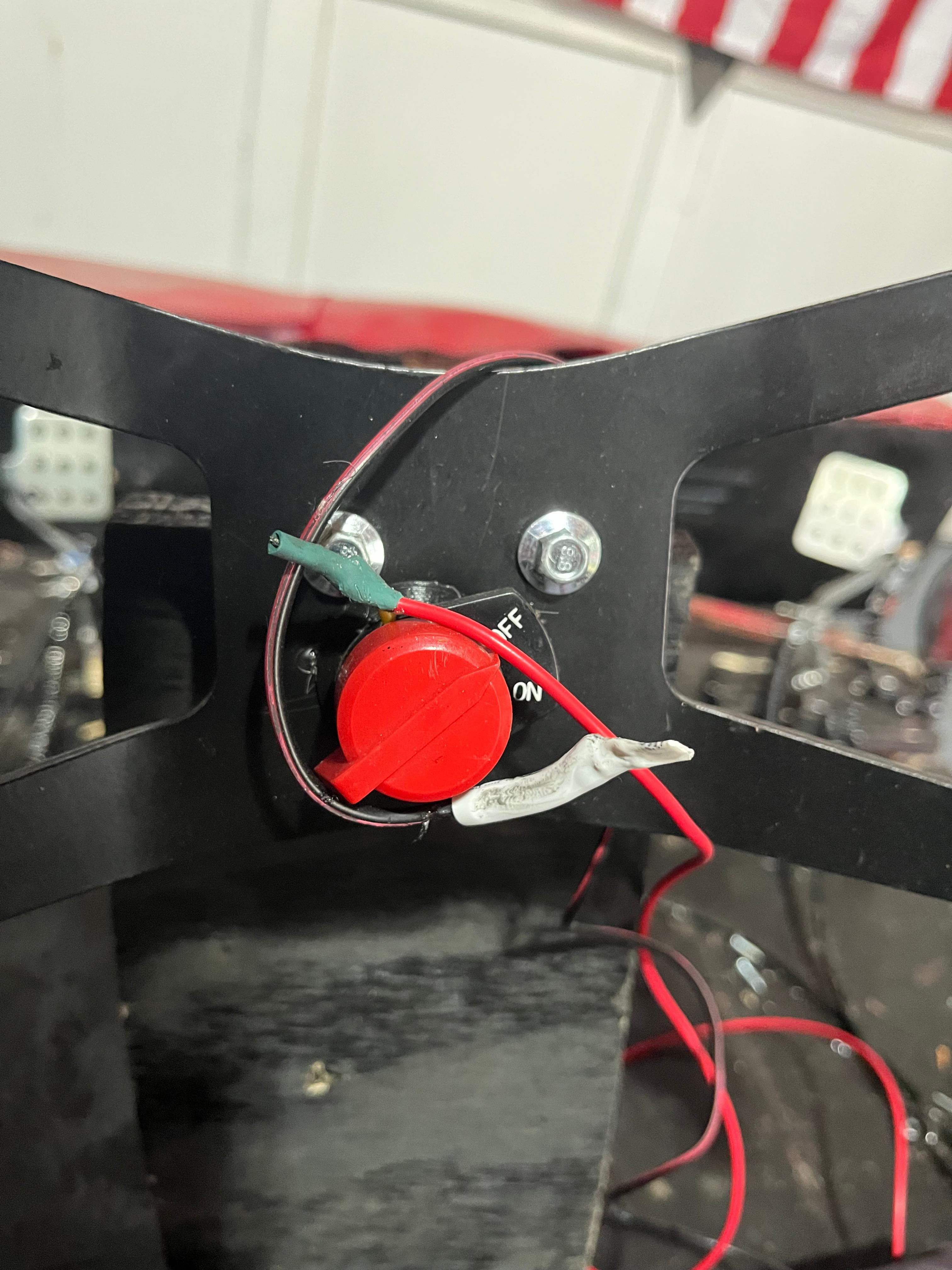 Kill switch mounted on frame with wiring